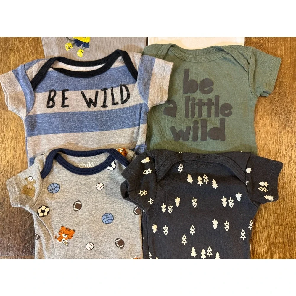 Gerber Baby Boy Onesies Newborn Short Sleeve Bodysuits Shirts Romper Clothes Lot